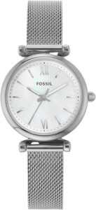 FOSSIL Carlie Mini zegarek dla kobiet, mechanizm kwarcowy z paskiem ze stali nierdzewnej lub skórzanym