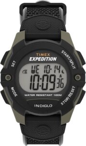 Timex Expedition zegarek męski 41 mm – czarny dwuczęściowy pasek z żywicy, tarcza cyfrowa, koperta w kolorze zielonym, TW4B28500