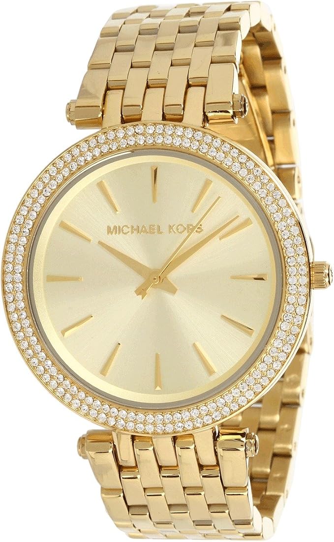 Michael Kors damski zegarek Darci, kwarcowy mechanizm trzywskazówkowy w kolorze złotym z paskiem ze stali szlachetnej