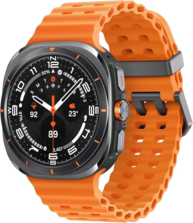 Samsung Galaxy Watch Ultra Smartwatch - wersja 2025, 47 mm, szary tytanowy, LTE (wersja CAD i) - trwała tytanowa obudowa, konstrukcja poduszki, szybki przycisk, monitorowanie zdrowia oparte