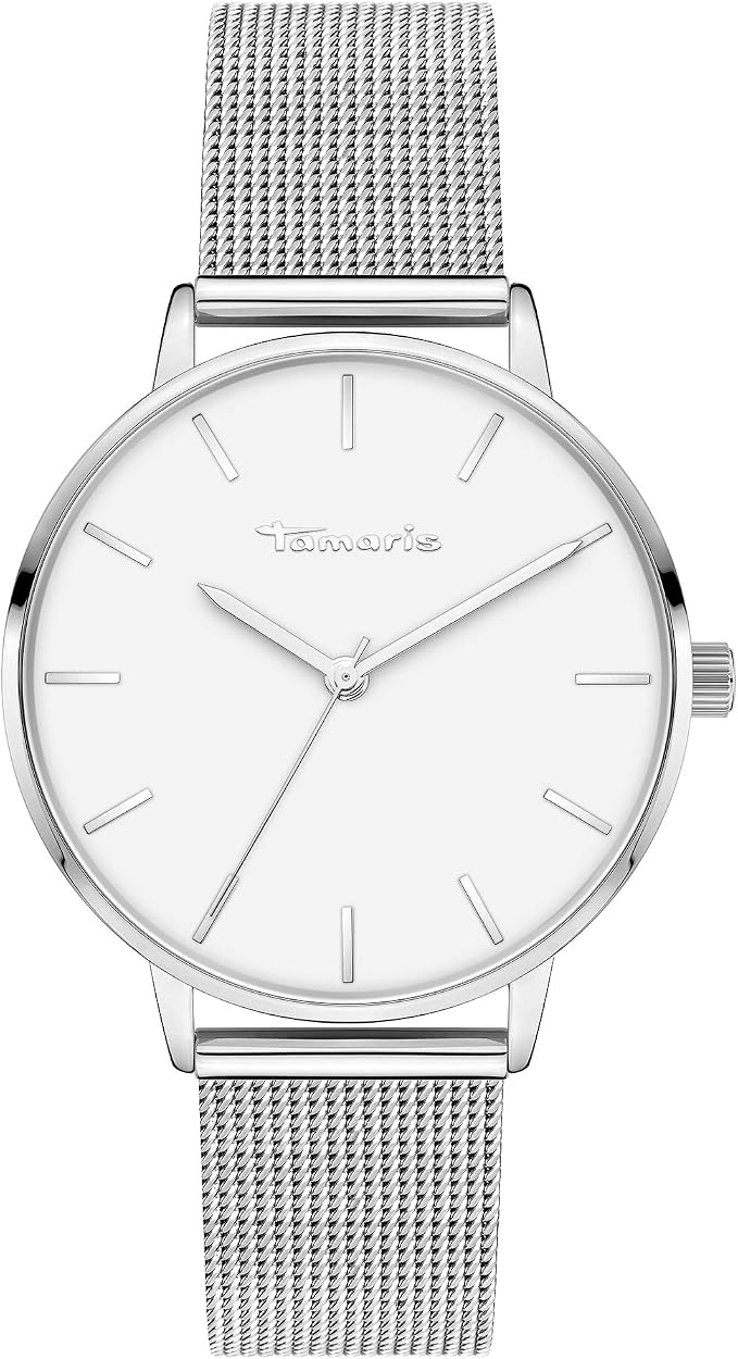 Tamaris Zegarek Damski – Prosty, Okrągły Zegarek Na Rękę Dla Kobiet 36 Mm - Zegarek Na Rękę Z Stal Nierdzewna Bransoleta Mesh W Różnych Kolorach