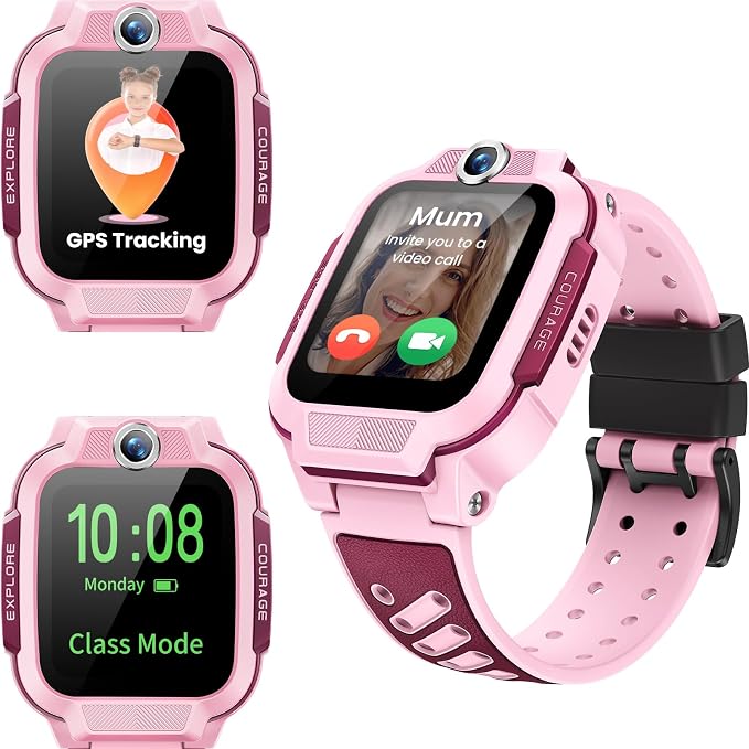 imoo Z3 dziecięcy smartwatch 4G, GPS w czasie rzeczywistym, połączenia wideo i głosowe, ekran 1.5″ HD, pamięć 8GB, wodoodporny IP68, tryb szkolny, przycisk SOS, kontrola rodzicielska (Różowy, Z3)