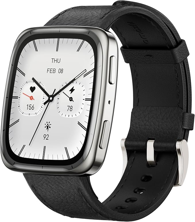 Amazfit Active 2 Smartwatch 44 mm, GPS z mapami i nawigacją, monitor aktywności, 10 dni pracy baterii, monitor snu, 160+ trybów sportowych, wodoodporny, dla Androida i iPhone’a, czarny silikon