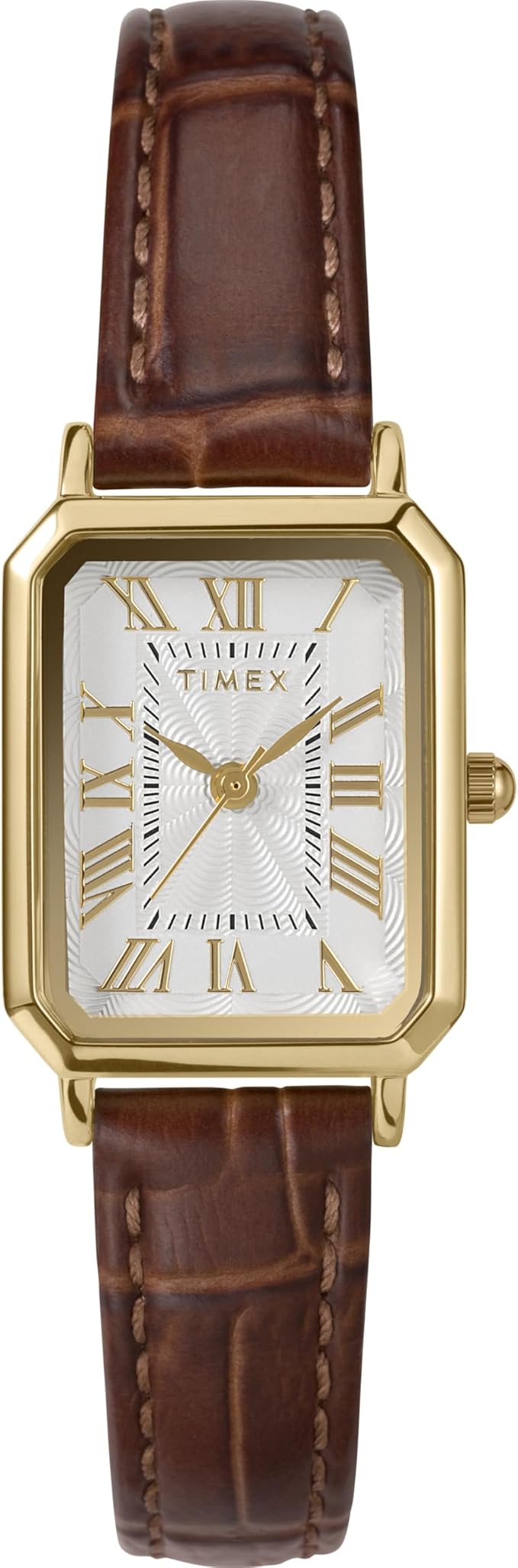 Timex Zegarek Damski Trend 21 mm, Brązowy Skórzany Pasek, Biała Tarcza, Złota Obudowa TW2Y00900