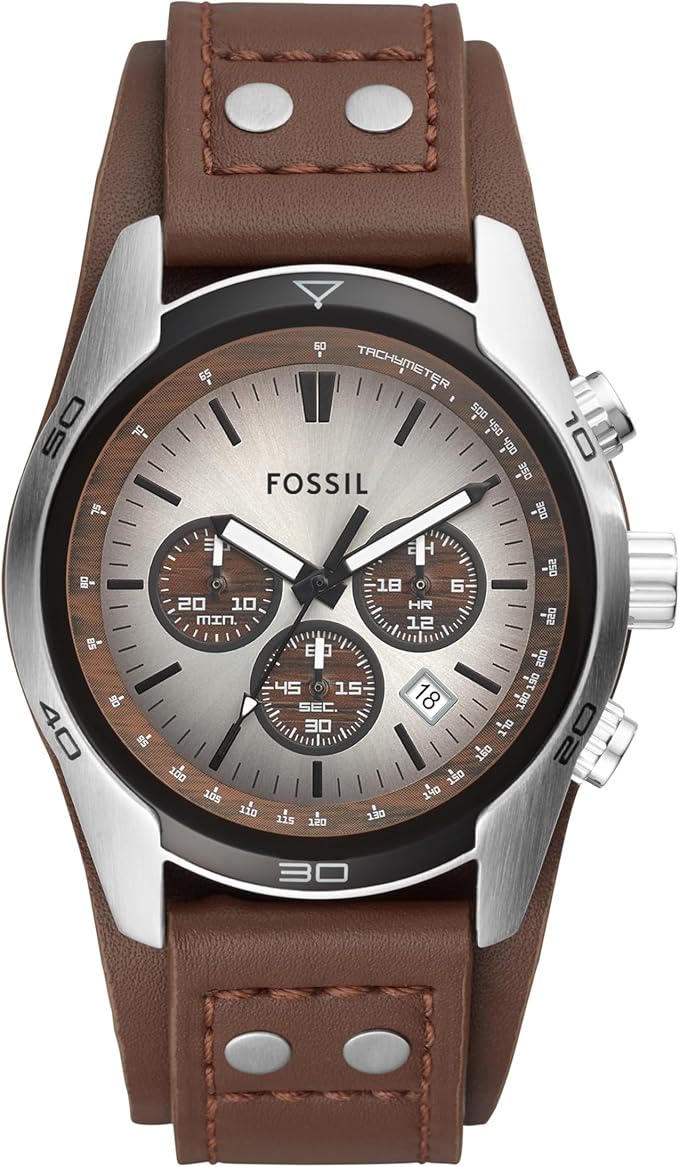 Fossil Coachman męski zegarek, mechanizm chronografu z paskiem ze stali szlachetnej lub skóry