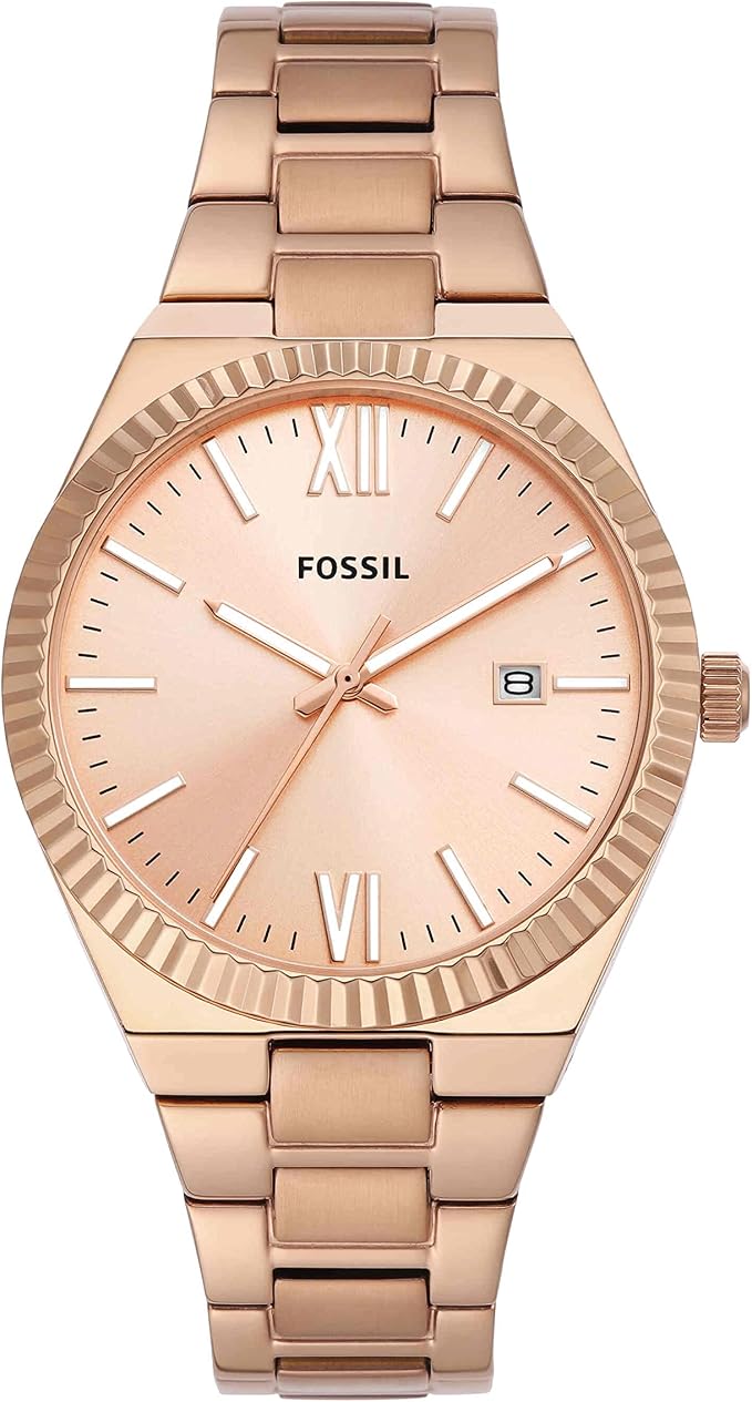 Fossil Analogowy zegarek damski, Różowe złoto, Klasyczny