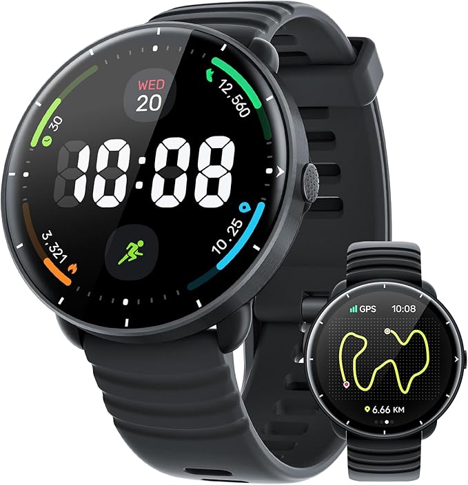 Parsonver Smartwatch dla Mężczyzn Kobiet, Wbudowany GPS, Wodoodporny 5 ATM do Pływania w Basenie i na Otwartych Akwenach, Zegarek Fitness z Wyświetlaczem AMOLED, Ponad 100 Trybów Sportowych, Puls, Sen