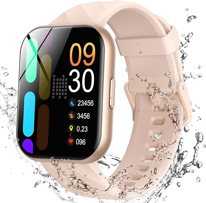 Parsonver Zegarek Smartwatch dla kobiet, 5ATM wodoodporny zegarek do pływania, 1,8" ekran HD, zegarek fitness z 100+ trybami sportowymi, monitorowanie tętna oraz snu, dla Androida i iOS, różowe złoto | Monitor aktywności fitness, pulsometr/uśpienia/spO2/kalorii, krokomierz, zegarek fitness na Androida i iPhone'a, różowe złoto