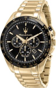 Maserati TRAGUARDO Zegarek męski, chronograf, kwarcowy - R8873612041, Złoto, 45mm, bransoletka
