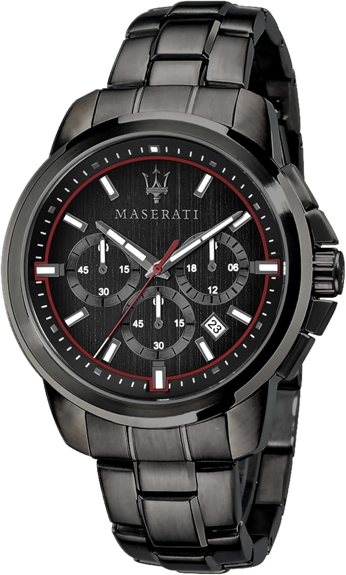 Maserati Męski zegarek Coll. Successo edycja limitowana, chronograf, kwarcowy -R8873621027, czarny, 44mm, bransoletka