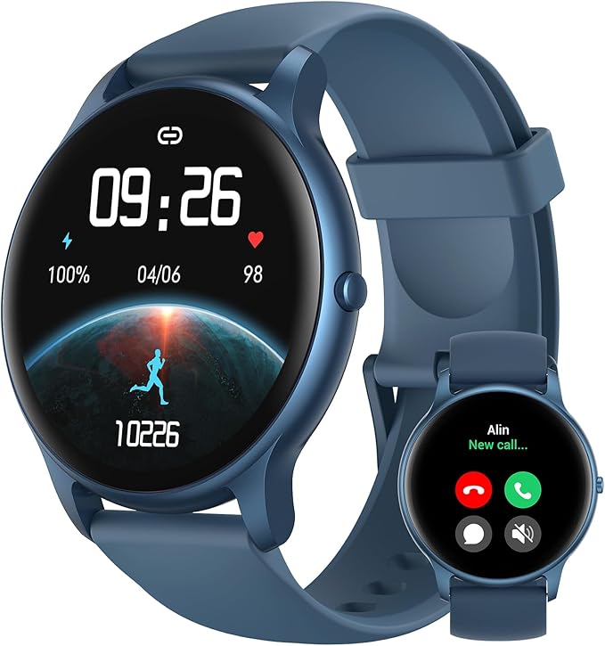 Parsonver Smartwatch męski, okrągły z funkcją telefonu, zegarek fitness dla kobiet i mężczyzn, z 100+ trybami sportowymi, monitorem tętna, monitorem snu, krokomierzem, wodoszczelność IP68
