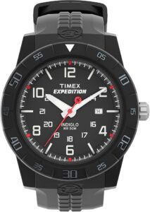 Timex Męski wytrzymały analogowy zegarek kwarcowy z wyświetlaczem chronografu i plastikowym paskiem
