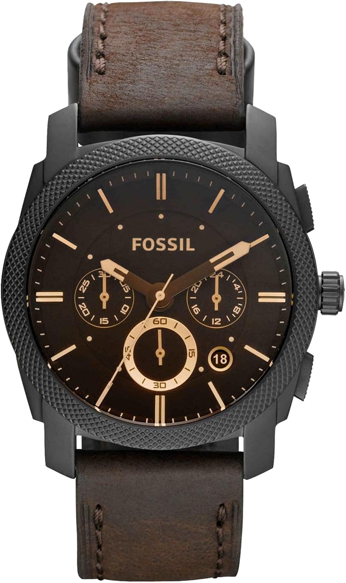 Fossil męski zegarek Machine, 42 mm, kwarcowy mechanizm z chronografem, pasek ze stali szlachetnej lub skóry