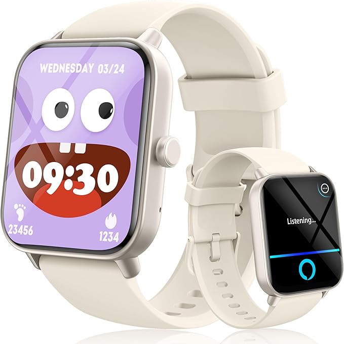 KALINCO Inteligentny zegarek dla dzieci, IP68, wodoodporny smartwatch do pływania, 1,8 cala, monitor aktywności fitness z 100 trybami sportowymi, nawiązywanie połączeń/odbierania, monitorowanie HR i