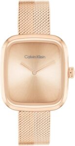 Calvin Klein Dwuręczny zegarek kwarcowy dla kobiet CK Adore Collection z goździkiem złota bransoletka z siatki ze stali nierdzewnej - 25100101