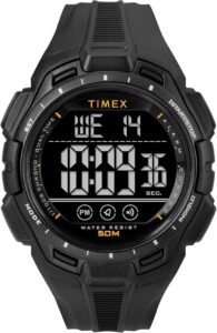 Timex Sport zegarek męski 43 mm – czarny pasek z żywicy, tarcza cyfrowa, koperta w kolorze czarnym, TW5M63700