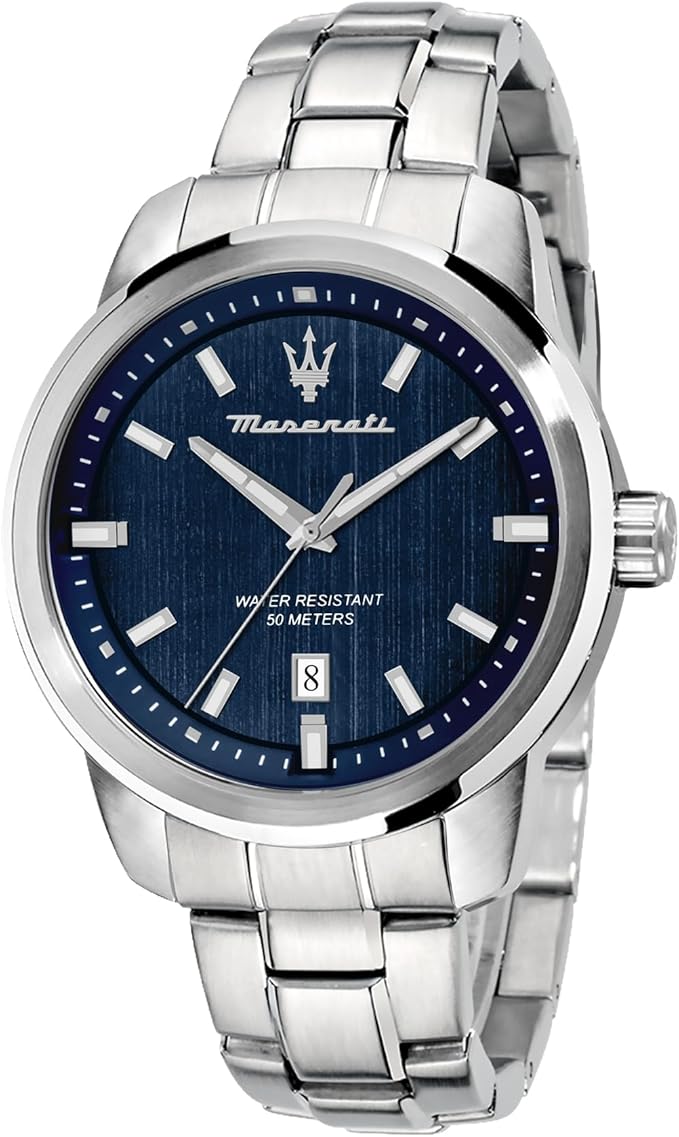 Maserati Męski zegarek na rękę analogowy kwarcowy stal szlachetna R8853121004, srebro, bransoletka