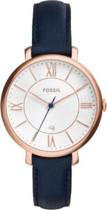 Fossil ES3988 damski analogowy zegarek kwarcowy ze skórzanym paskiem, Różowe złoto, Pasek.
