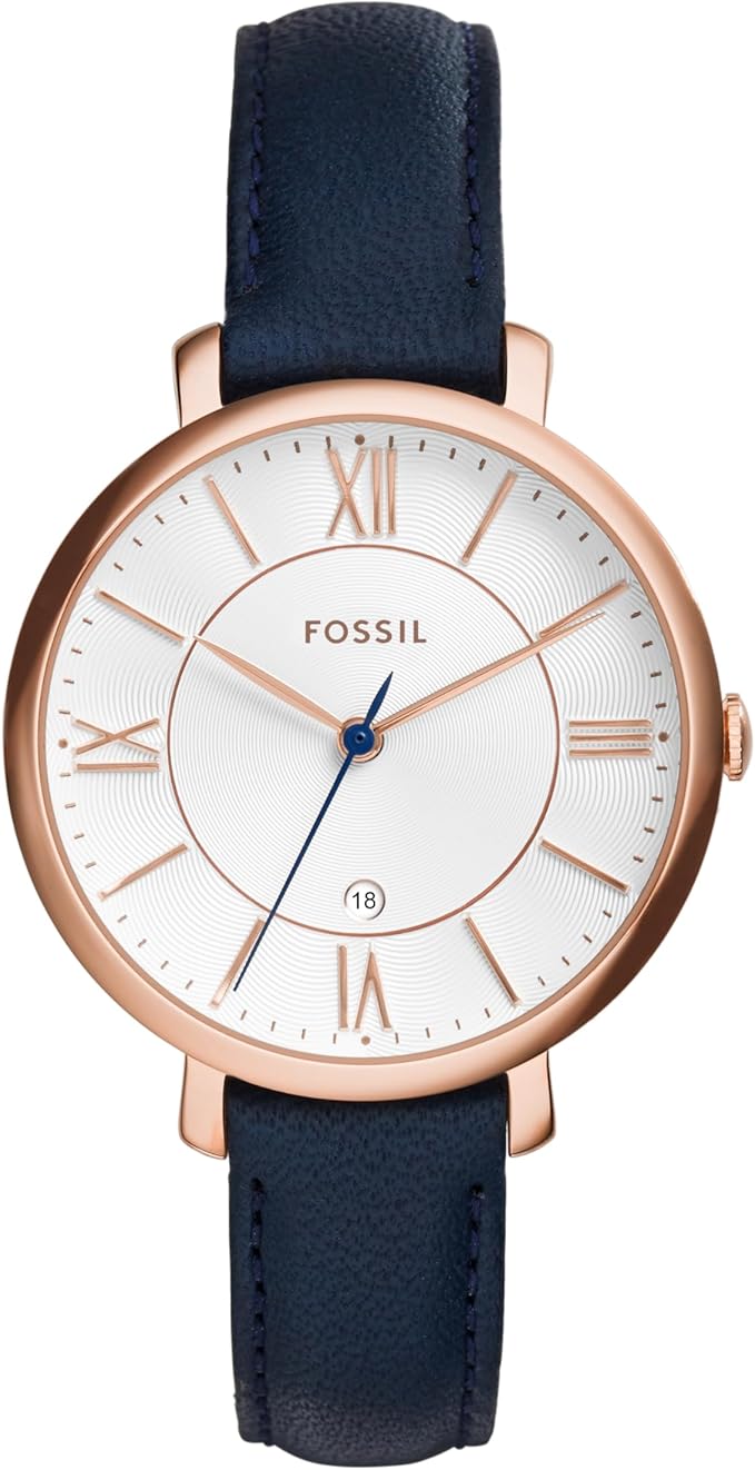 Fossil ES3988 damski analogowy zegarek kwarcowy ze skórzanym paskiem, Różowe złoto, Pasek.