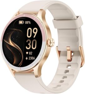 TOOBUR Smartwatch dla kobiet, smartwatch HD 40 mm, kompatybilny z systemem Android i iOS, odbieranie/nawiązywanie połączeń, zegarek fitness z monitorem kroku, kalorii / HR Tracker, IP68, wspaniały i