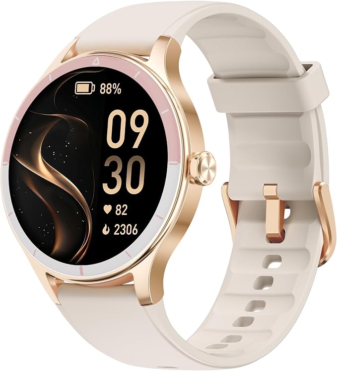 TOOBUR Smartwatch dla kobiet, smartwatch HD 40 mm, kompatybilny z systemem Android i iOS, odbieranie/nawiązywanie połączeń, zegarek fitness z monitorem kroku, kalorii / HR Tracker, IP68, wspaniały i