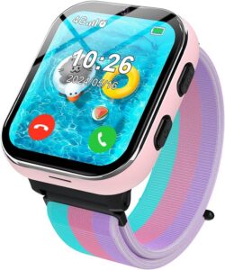 PTHTECHUS Smartwatch dla dzieci 4G, zegarek dziecięcy z funkcją połączenia telefonicznego, kilka stylów pulpitu do wyboru, dwukierunkowe połączenia, aparat, MP3, SOS, karta edukacyjna, prezent dla