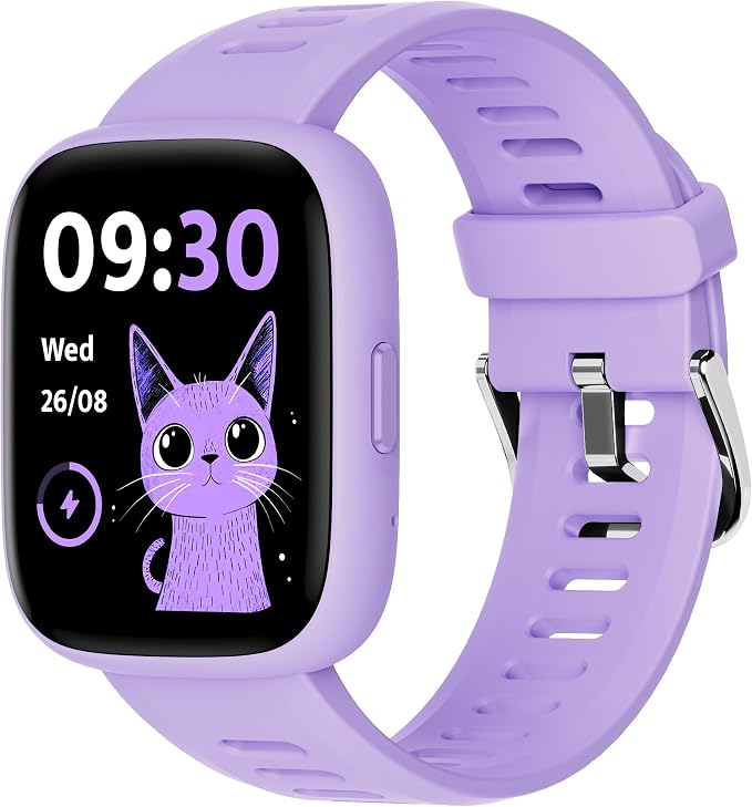 BIGGERFIVE Inteligentny zegarek dla dzieci, zegarek fitness 4,6 cm, krokomierz, tętno, wodoodporność IP68, monitor snu, licznik kroków kalorii, 5 gier logicznych z/bez aplikacji dla dziewcząt i