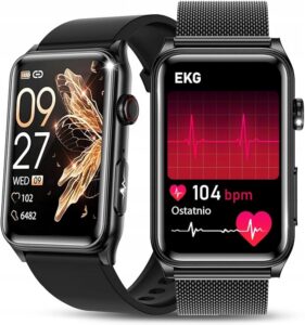 SMARTWATCH ZEGAREK EKG HRV GLUKOZA CIŚNIENIE TEMPERTATURA BMI PULS MENU PL