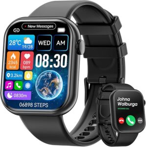 2023 Smartwatch dla mężczyzn i kobiet, ekran smartwatcha z Bluetooth i funkcją głośnomówiącą, inteligentny zegarek z krokomierzem, pulsometr na rękę, zegarek fitness dla Androida iOS