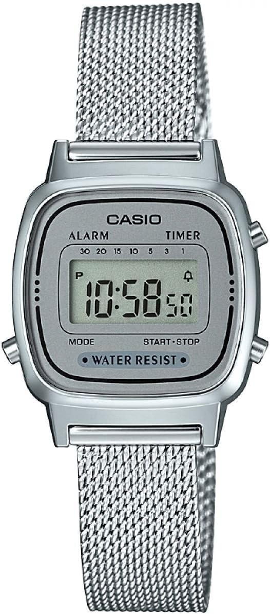 Casio Damski cyfrowy zegarek kwarcowy z masywną bransoletką ze stali nierdzewnej