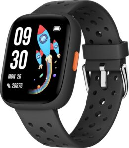 BIGGERFIVE Smartwatch dla dzieci, 1,8" zegarek fitness z krokomierzem, 24/7 pomiar tętna, monitorowanie snu, alarm wibracyjny, klasa wodoszczelności IP68, gry logiczne z/bez aplikacji, dla dziewczynek