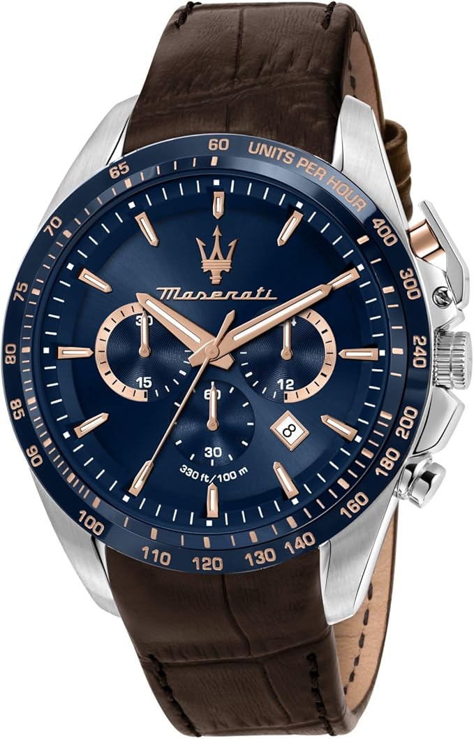 Maserati Zegarek męski Coll. Traguardo edycja limitowana, chronograf, kwarc R8871612037, br?zowy, 45mm, pasek