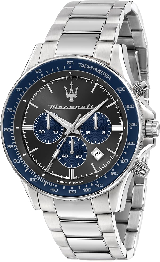 Maserati Zegarek męski Kolekcja Sfida Limited Edition, chronograf, kwarcowy- R8873640018, srebrny, 44mm, bransoletka
