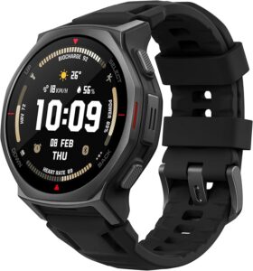 Amazfit T-Rex 3 Pro Smartwatch Outdoor 44 mm szafirowy wyświetlacz AMOLED, latarka, tytanowa ramka, GPS Dual-Band, mapy offline, do 17 dni pracy baterii, 10 ATM, 180+ trybów sportowych, Czarny