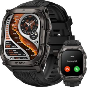 KOSPET Tank M4 Smartwatch męski, pełna stal nierdzewna, 6 satelitów i map offline, 10 atm nurkowy 45 m, bateria 50 dni, połączenia Bluetooth, monitor zdrowia 24/7,1,96" AMOLED, Android i iOS (czarny