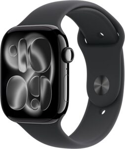 Apple Watch Series 11 GPS 46 mm Smartwatch, koperta z aluminium kolor Niedościgniona czerń, Pasek sportowy kolor czarny - M/L. Wynik snu, monitor fitness, monitorowanie stanu zdrowia