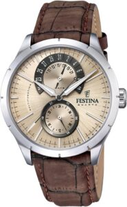 Festina Męska kremowa skórzana bransoletka do zegarka retro
