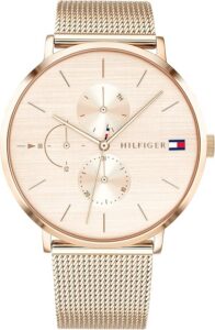 Tommy Hilfiger Damski wielofunkcyjny zegarek kwarcowy – 3 sub-tarcze, wodoodporny 3 ATM, ze skórzaną lub stalową bransoletką w ogniwie lub siatce
