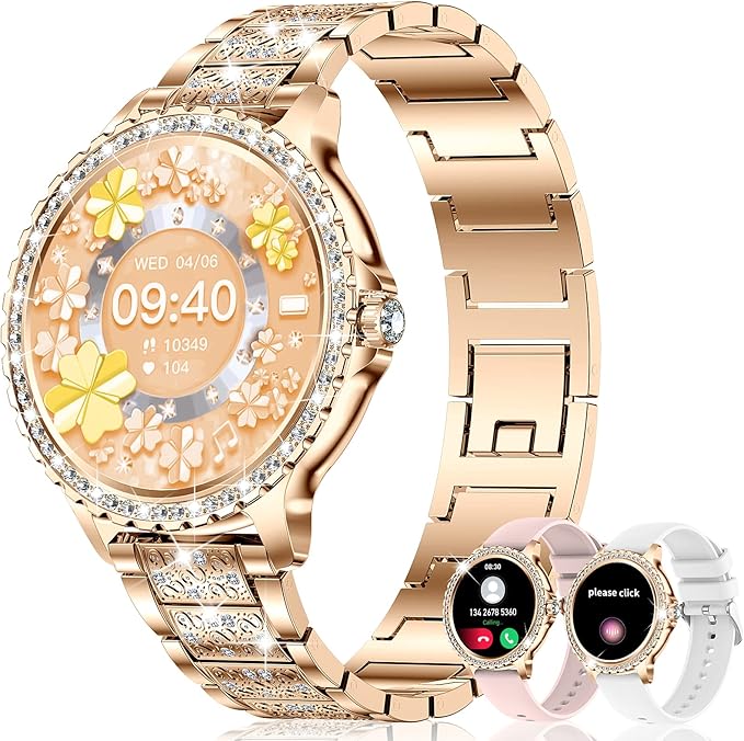 Smartwatch damski Diamond, 1,32", cykl menstruacyjny, pulsometr, monitor snu, sterowanie muzyką, 110 trybów sportowych, zegarek z funkcją telefonu i połączeń