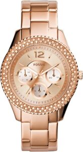 Fossil Stella Zegarek damski, chronograf z paskiem ze stali szlachetnej lub skóry