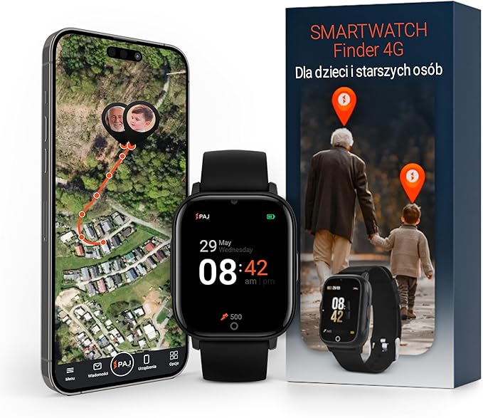 Smartwatch PAJ 4G Z GPS Dla Dzieci I Seniorów – Śledzenie GPS W Czasie Rzeczywistym, Przycisk SOS, Aparat, Funkcja Połączeń, Wiadomości Głosowe, Wodoodporny, Dla Seniorów i Osób Z Demencją