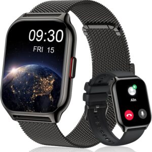 Popglory Inteligentny zegarek dla mężczyzn i kobiet z połączeniem Bluetooth, 2,01'' sportowy Smartwatch, pulsometr, ciśnienie krwi, SpO2, krokomierz, sen, inteligentny zegarek dla systemu Android iOS