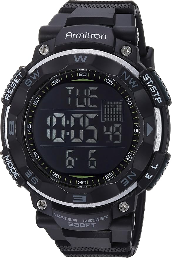 Armitron Sport Męski zegarek z cyfrowym chronografem i paskiem z żywicy, 40/8254BLK