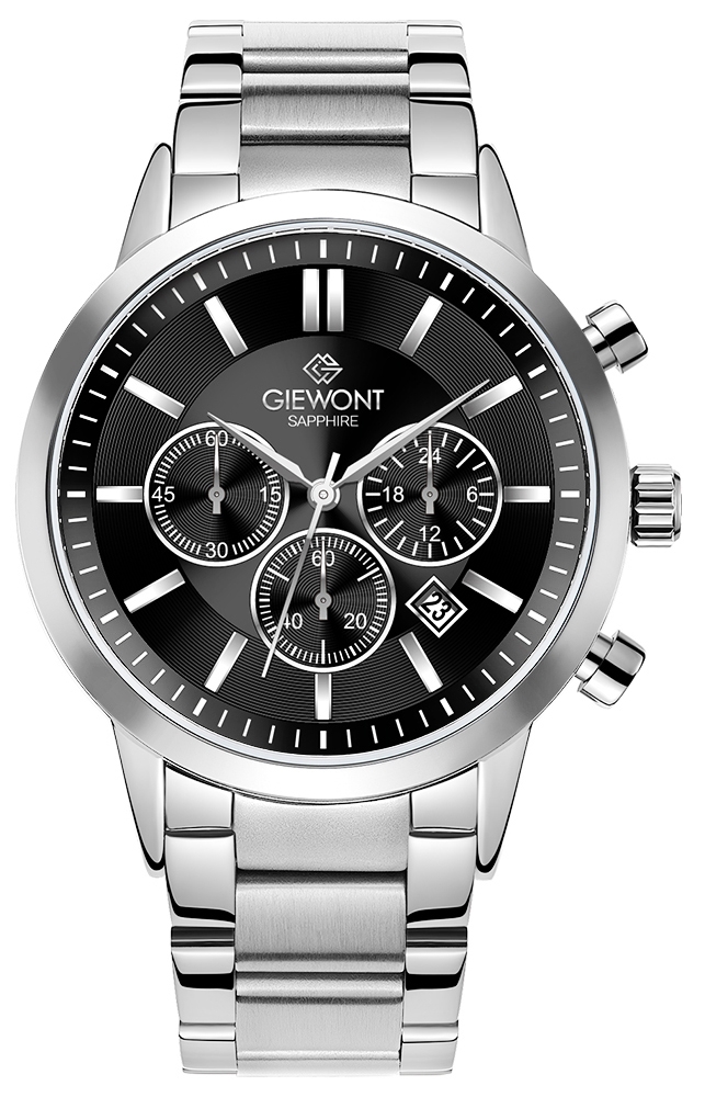 Zegarek Męski Giewont Chronograph Sapphire Srebrno Czarny GW8510-B1