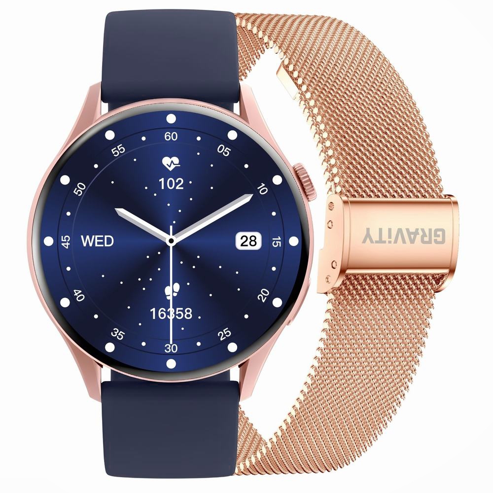 Smartwatch Gravity Różowe Złoto Pasek + Bransoleta GT11-6