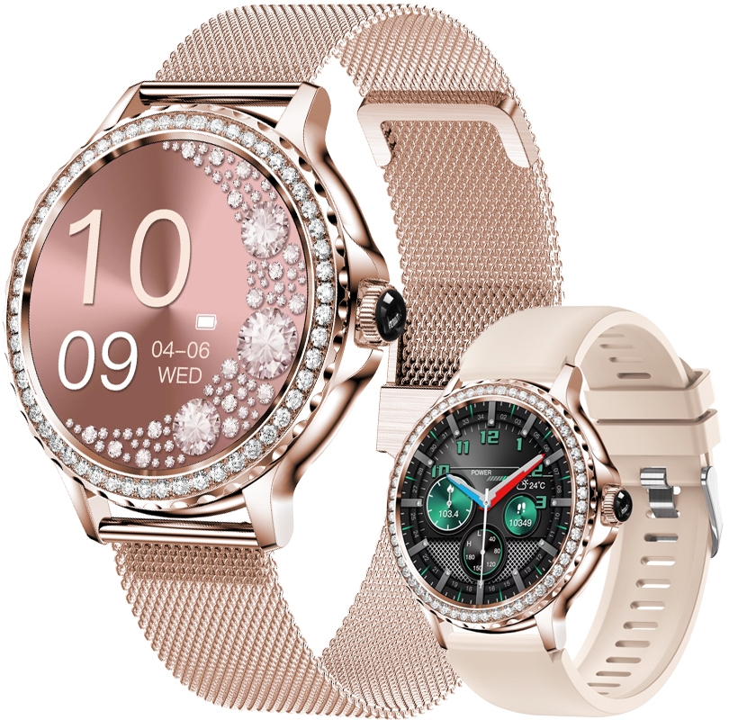 Smartwatch Damski Rubicon RNCF19-1 Różowe Złoto Bransoleta + Pasek