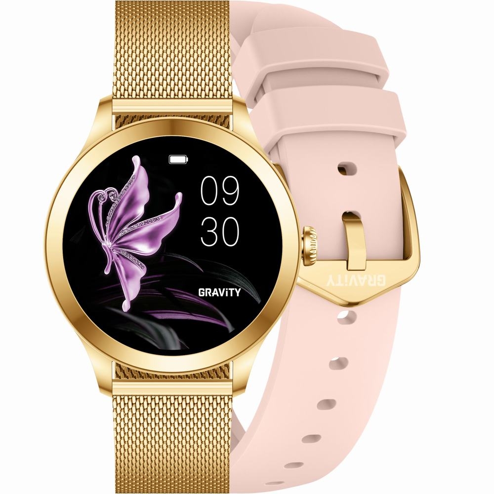 Smartwatch Gravity Różowo Złoty 2 Paski GT25-1 PRO
