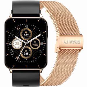 Smartwatch Gravity Różowe Złoto Czarny 2 Paski GT17-5