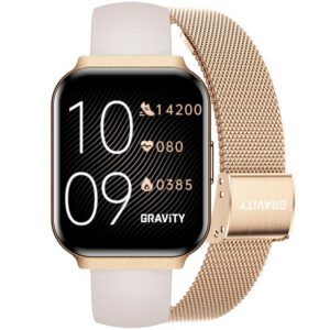 Smartwatch Gravity Różowe Złoto Pasek + Bransoleta GT44-2