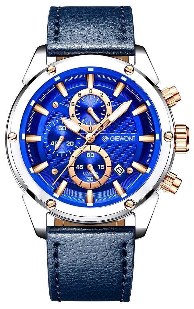Zegarek Męski Giewont Chronograph Sapphire Srebrno Niebieski GW8810-A2